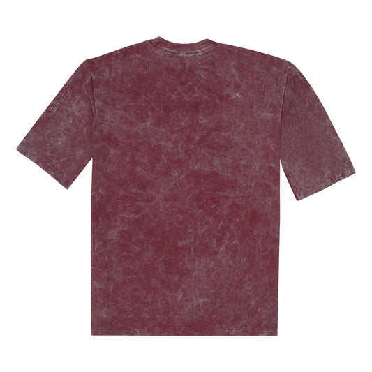 Acid Wash - Maroon Oversized Embroidery T-shirt