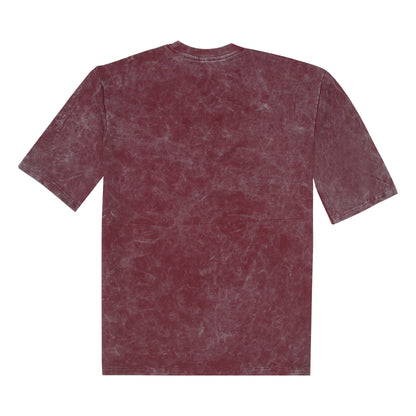 Acid Wash - Maroon Oversized Embroidery T-shirt