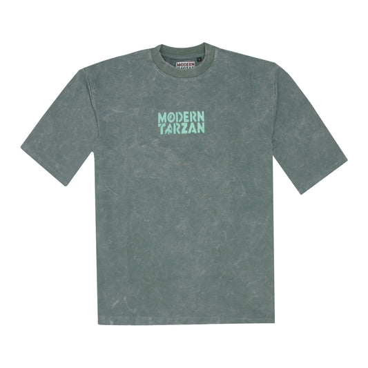 Acid Wash - Green Oversized Embroidery T-shirt